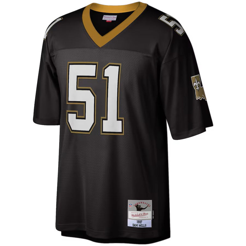 Camisa Sam Mills New Orleans Saints Mitchell & Ness Legacy Replica - Preta