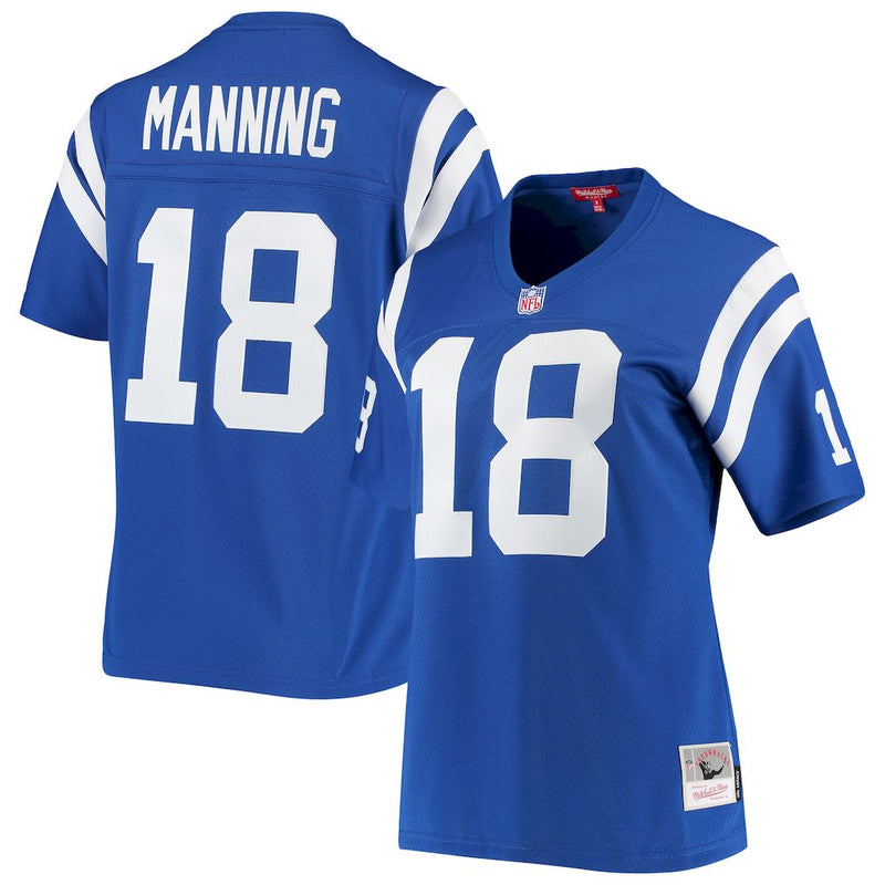 Camisa Peyton Manning Indianapolis Colts Feminina Mitchell & Ness Legacy Replica 1998 - Azul Royal
