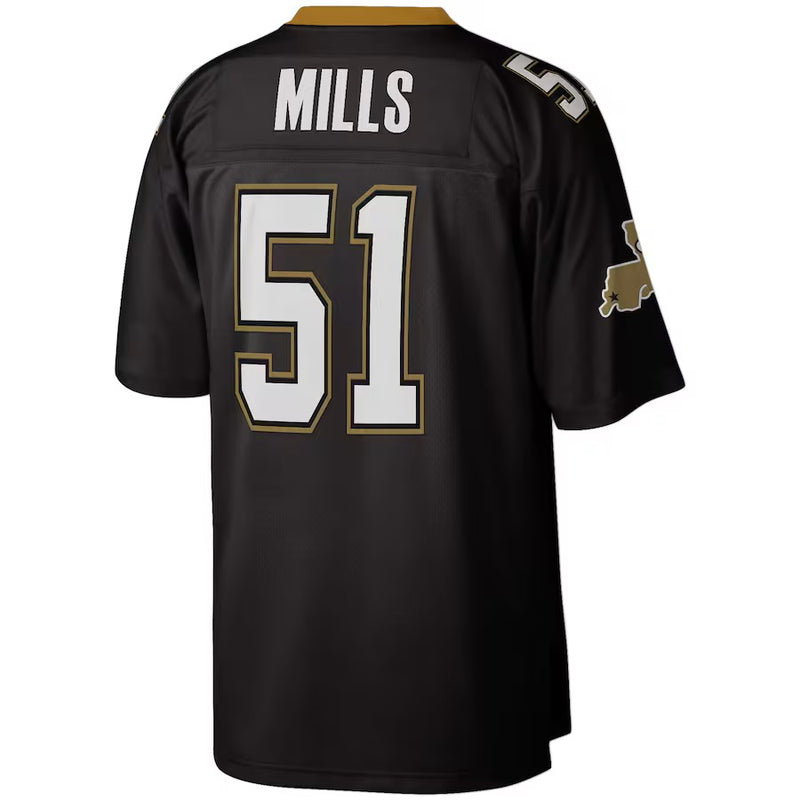Camisa Sam Mills New Orleans Saints Mitchell & Ness Legacy Replica - Preta