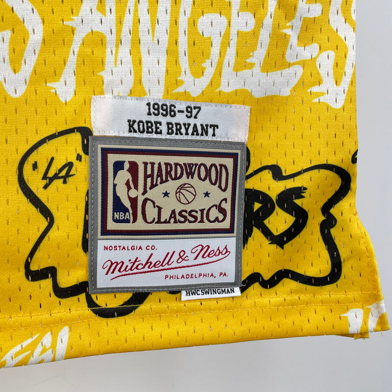 Regata Los Angeles Lakers Kobe Bryant Slap Sticker Amarela 1996/97 - Hardwood Classics
