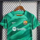 Conjunto Infantil Goleiro Verde Barcelona 2023/24 - Unissex