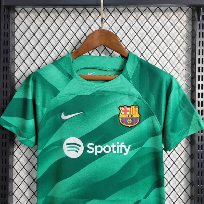 Conjunto Infantil Goleiro Verde Barcelona 2023/24 - Unissex