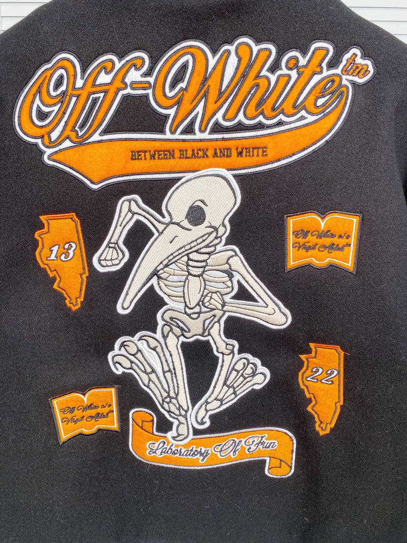 Jaqueta Off-White "Laboratory of Fun" Leather Varsity