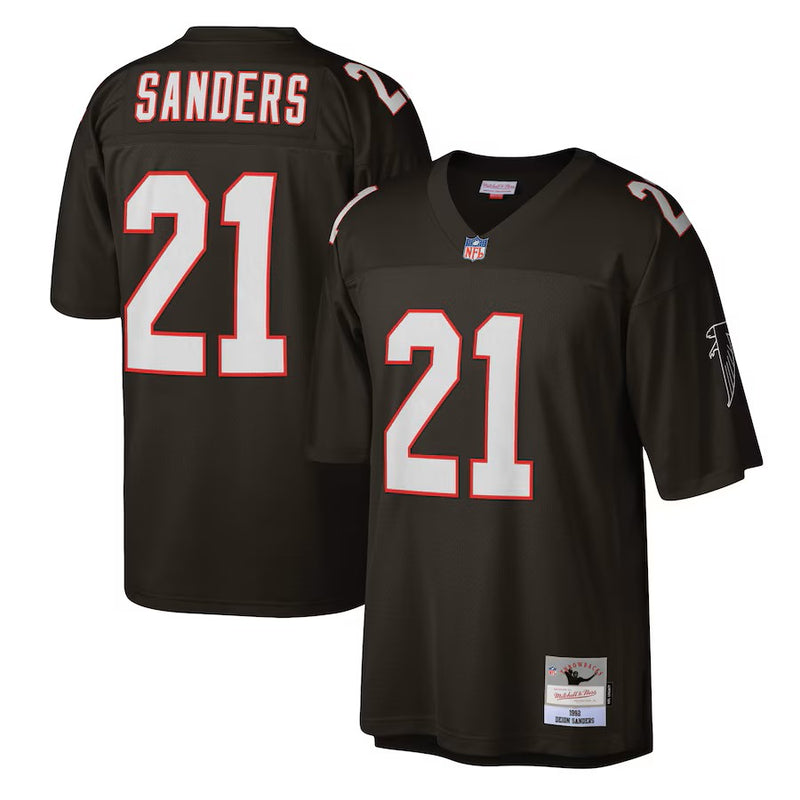 Camisa Deion Sanders Atlanta Falcons Mitchell & Ness Legacy Replica - Laranja/Branca/Preta