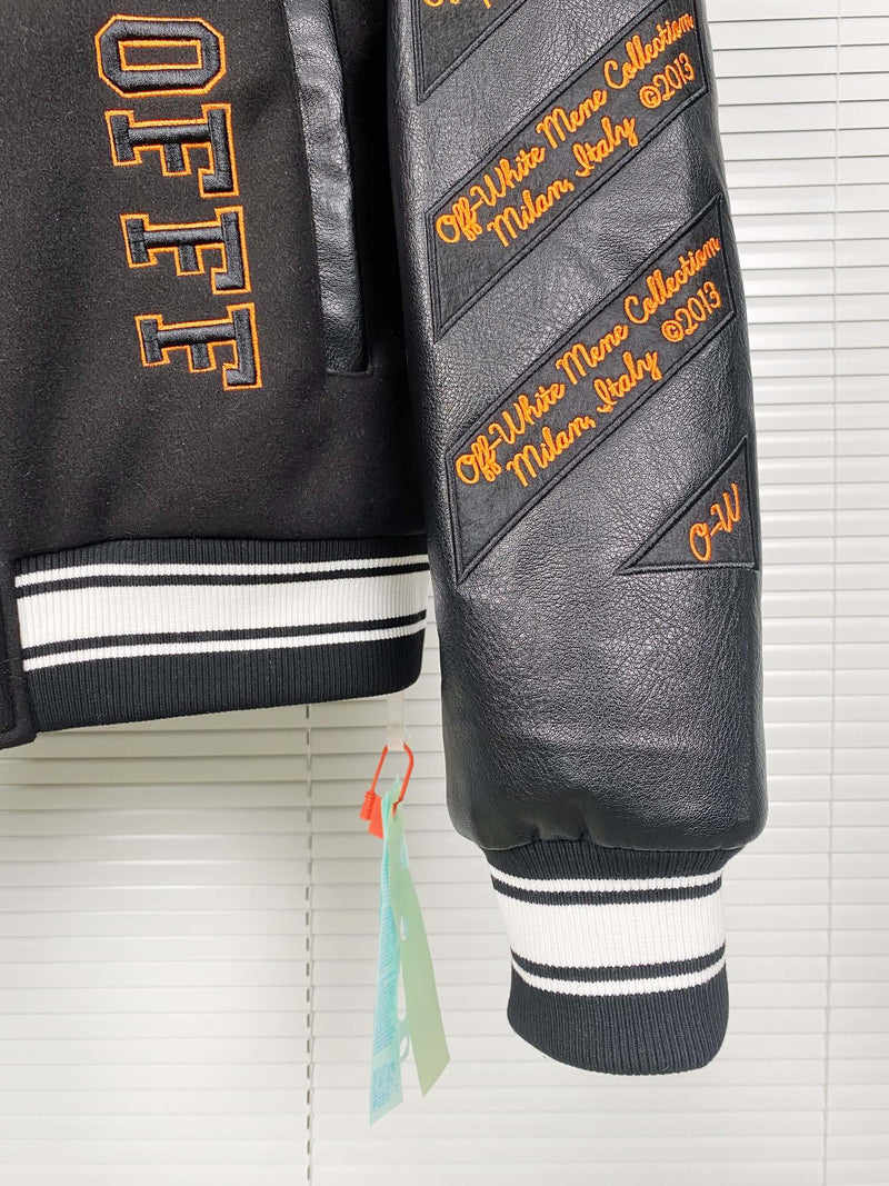 Jaqueta Off-White "Laboratory of Fun" Leather Varsity