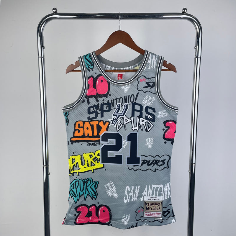 Regata San Antonio Spurs Slap Sticker Cinza 1998/99 - Hardwood Classics