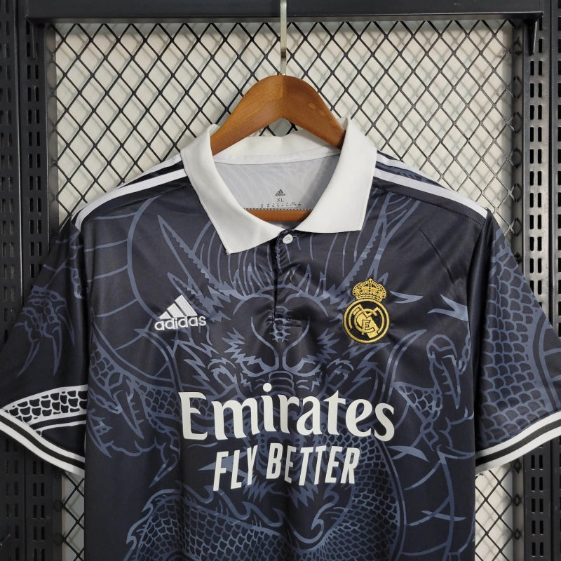 Camisa Real Madrid Dragon Preta 2023 Torcedor - Masculina
