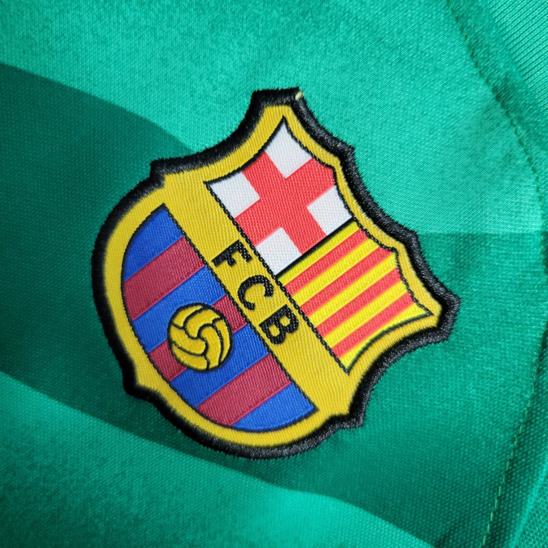 Conjunto Infantil Goleiro Verde Barcelona 2023/24 - Unissex