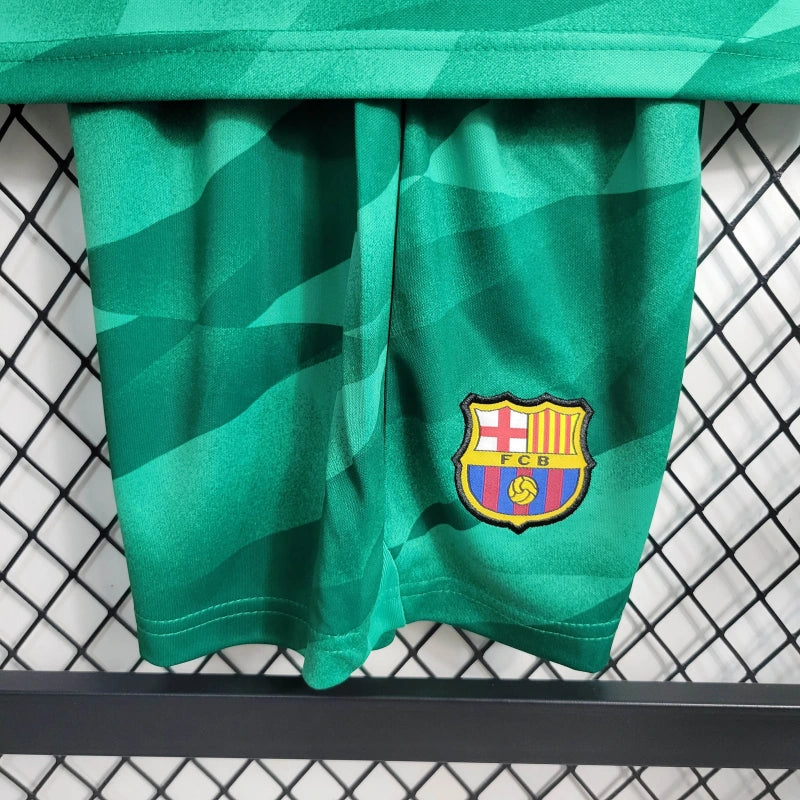 Conjunto Infantil Goleiro Verde Barcelona 2023/24 - Unissex
