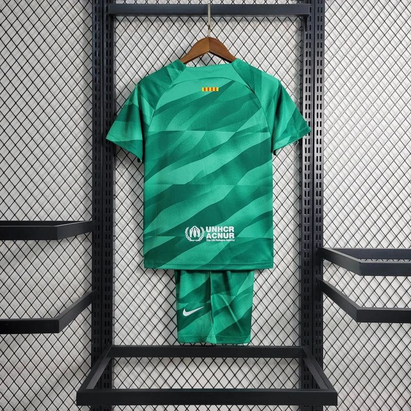 Conjunto Infantil Goleiro Verde Barcelona 2023/24 - Unissex