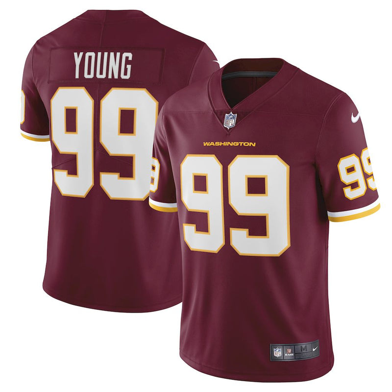 Camisa Chase Young Washington Football Team Nike Vapor Limited - Branca/Bordo