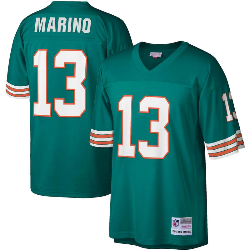 Camisa Dan Marino Miami Dolphins Mitchell & Ness  Retired Player Legacy Replica 1984 - Aqua/Branco
