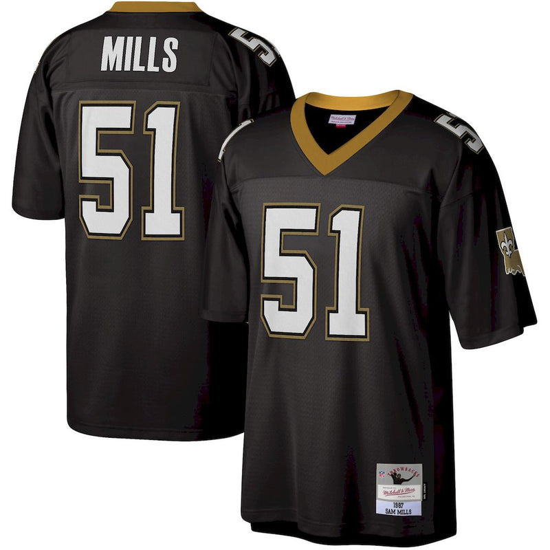 Camisa Sam Mills New Orleans Saints Mitchell & Ness Legacy Replica - Preta