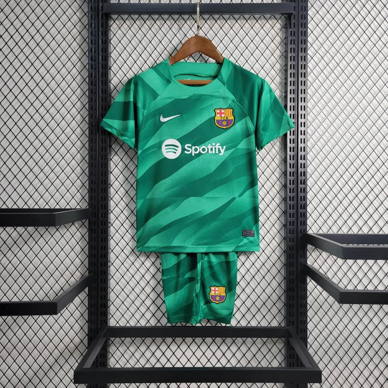 Conjunto Infantil Goleiro Verde Barcelona 2023/24 - Unissex
