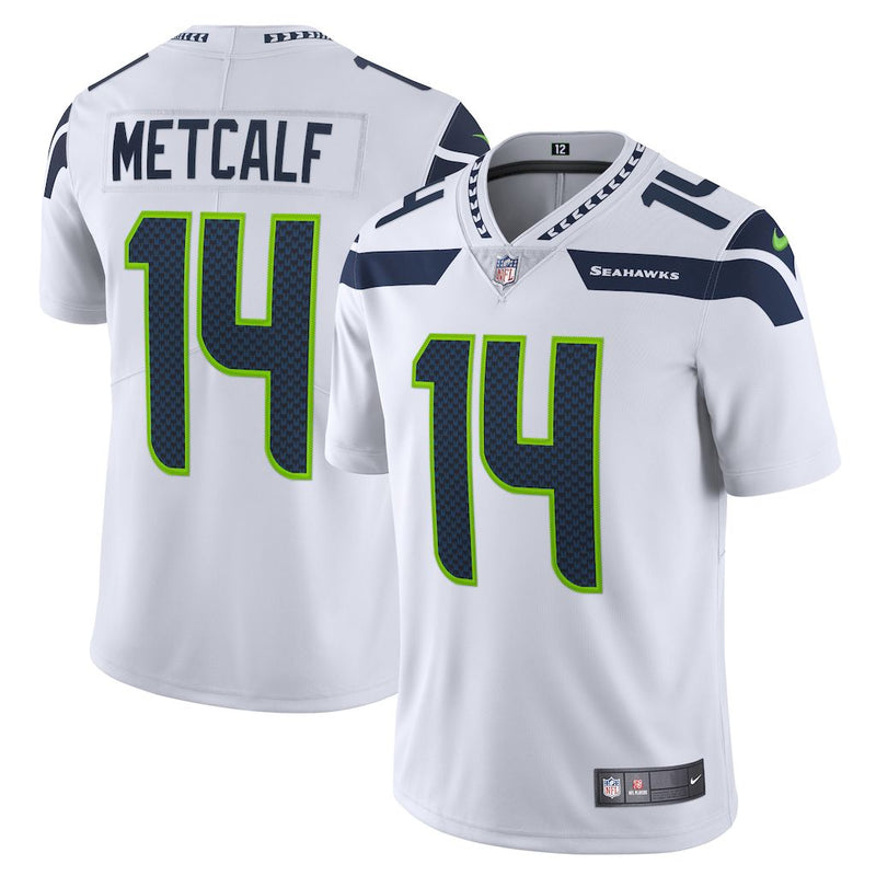 Camisa DK Metcalf Seattle Seahawks Nike Vapor Limited - College Azul Marinho/Branca/Verde Neon