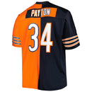 Camisa Walter Payton Chicago Bears Mitchell & Ness Big & Tall Split Legacy Retired Player Replica - Azul/Laranja